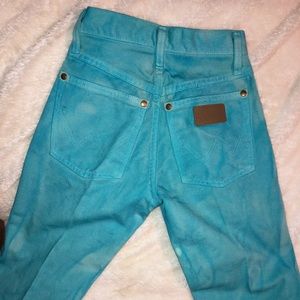 blue/ turquoise wrangler jeans